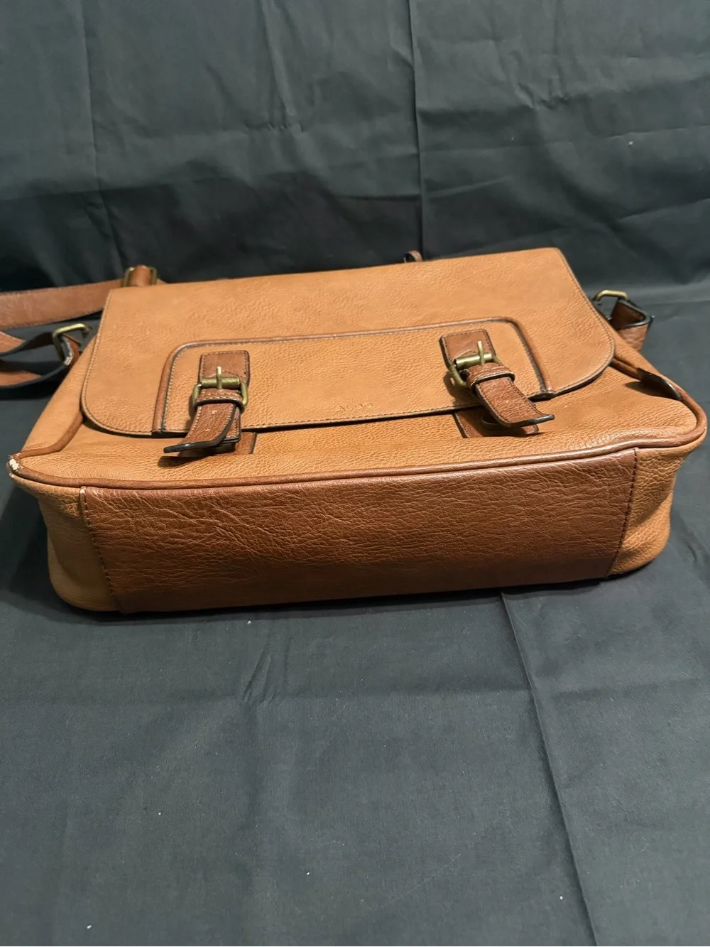 ALDO Brown Leather Satchel Briefcase with Buckle Detail